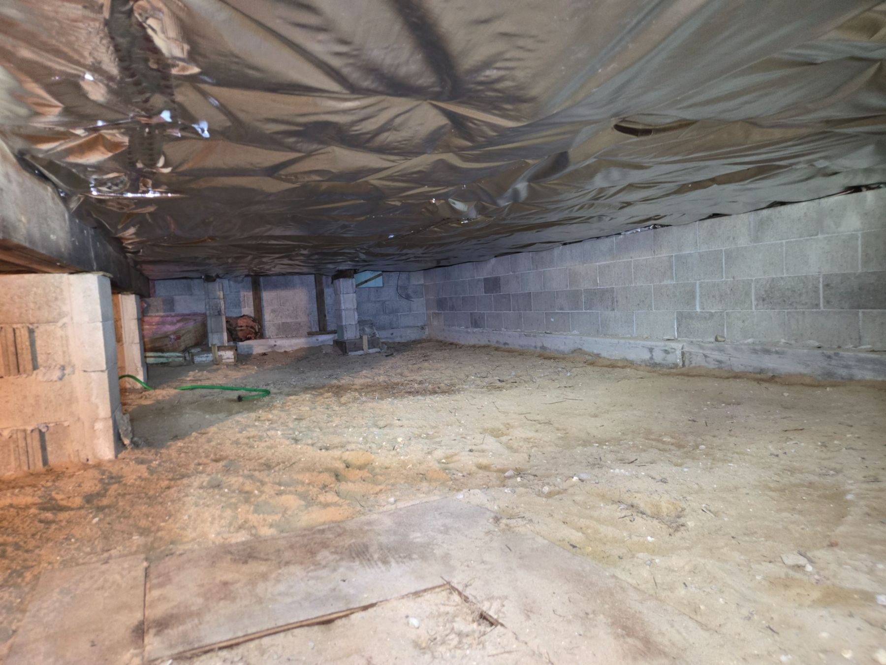 Exposed crawl space block walls